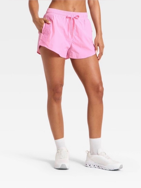 JoyLab Pants - Women's Crochet Trim Woven
Shorts - JoyLab" Pink